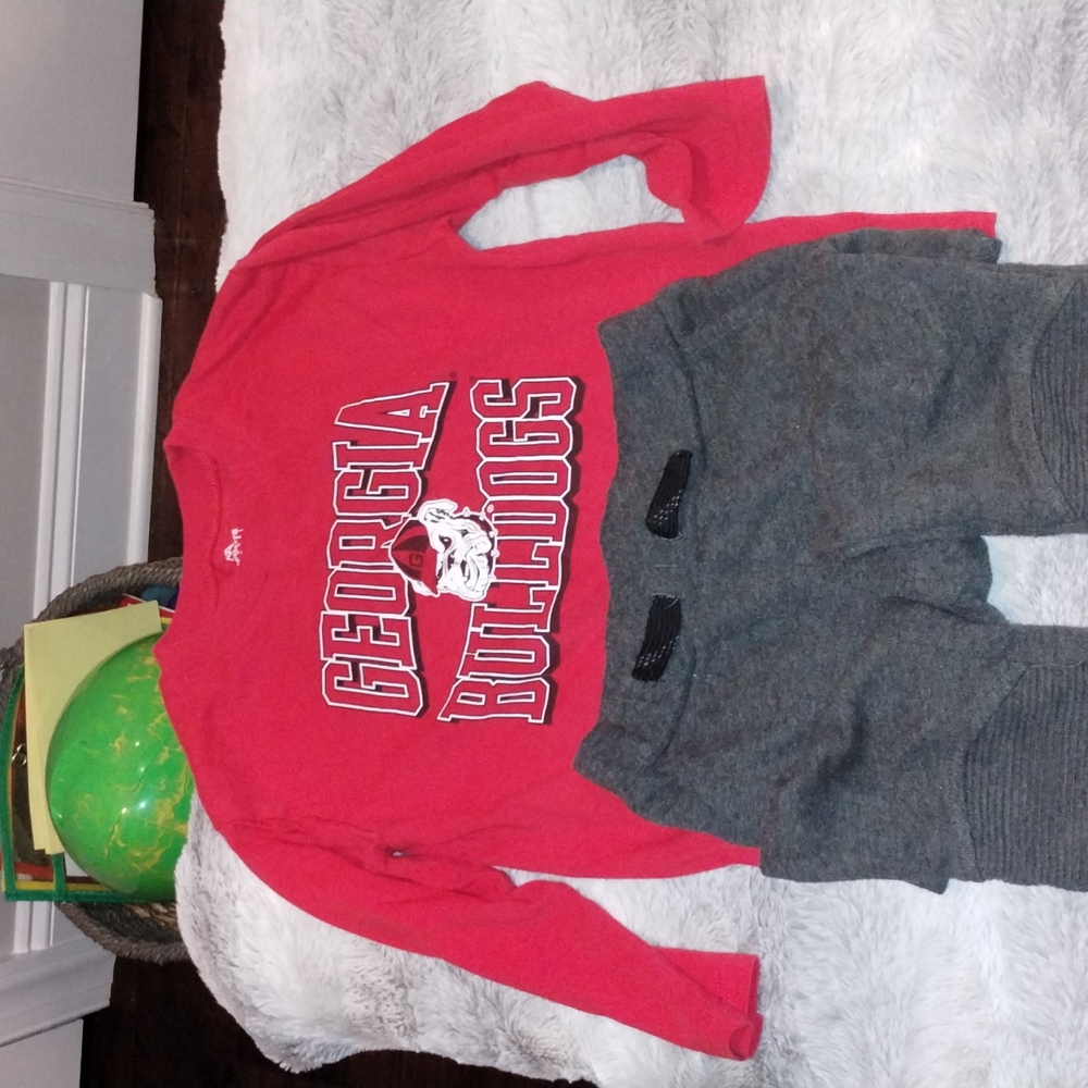 Georgia bulldogs boys set long sleeve lightweight shirt size 5 and dip size 4